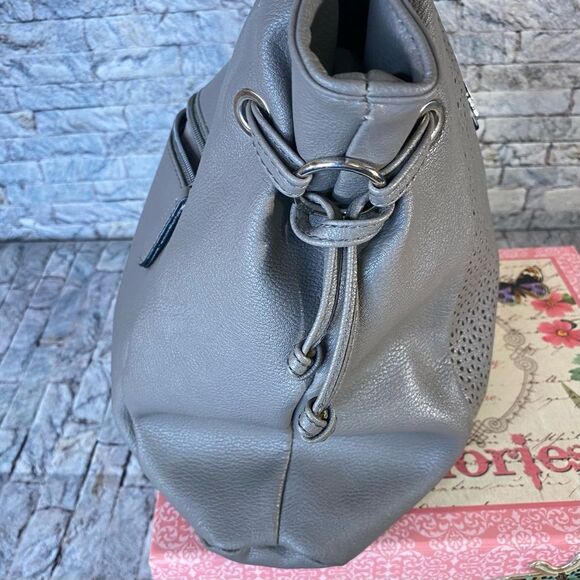 Nicole Miller Slouchy Shoulder Bag Casual Soft Sided Dual handle Silver Accents - Picture 8 of 16